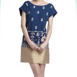 Navy and Gold Embroidered Dress